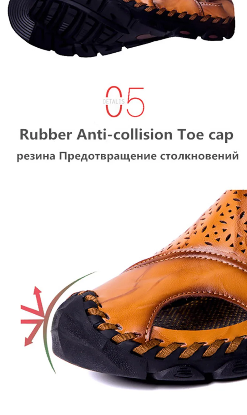 New Summer Sandals Mens Breathable High Quality Genuine Leather Sandals Man Flats Plus Size Fashion Casual Beach Men's shoes