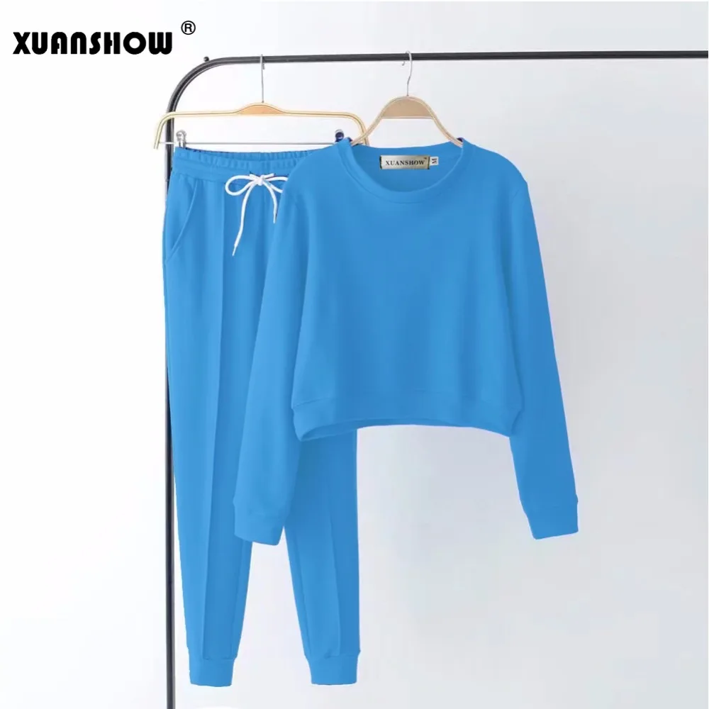 XUANSHOW 2018 модный спортивный костюм для женщин осень зима винтажная уличная одежда