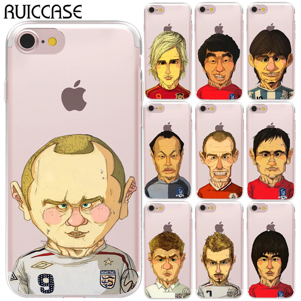 Мягкий чехол из ТПУ с мультяшными известными футболистами для Apple iPhone 5 5S SE 6 6S 7 8 Plus