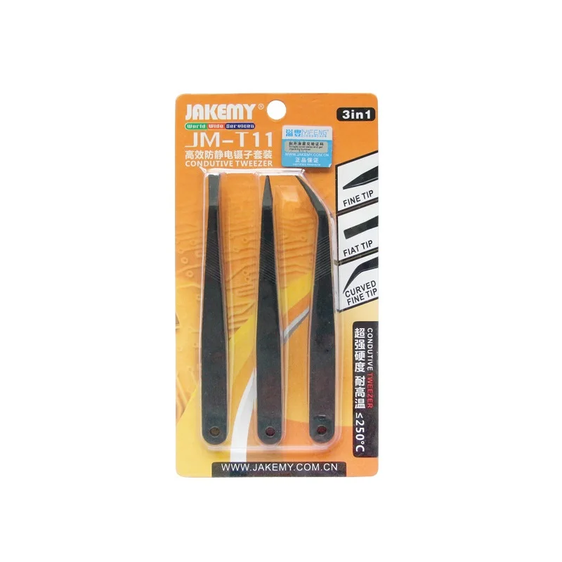 3pcs In 1 Tweezers Set Anti-static Heat Resistant Antimagnetic Precision Phone Camera Computer Repair Hand Tools | Инструменты