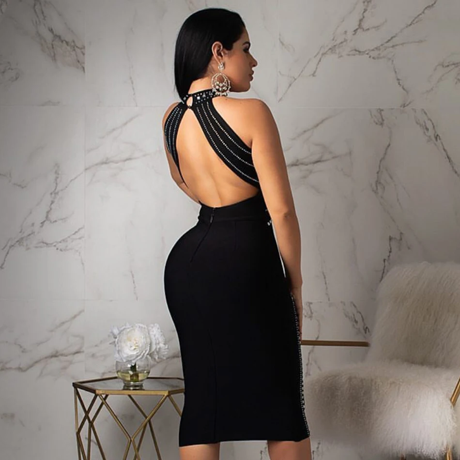ADYCE новое летнее черное Бандажное платье для женщин Vestidos сексуальное с открытой