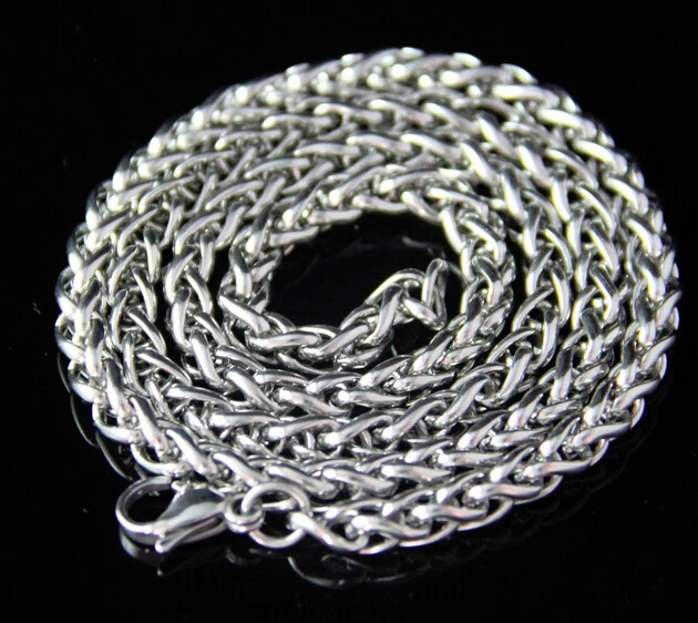 Один набор из нержавеющей стали ювелирный пшеничная коса цепочка ожерелье и