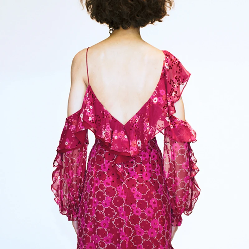 Boho Летнее женское платье шифон миди с открытыми плечами платья 2017 короткое