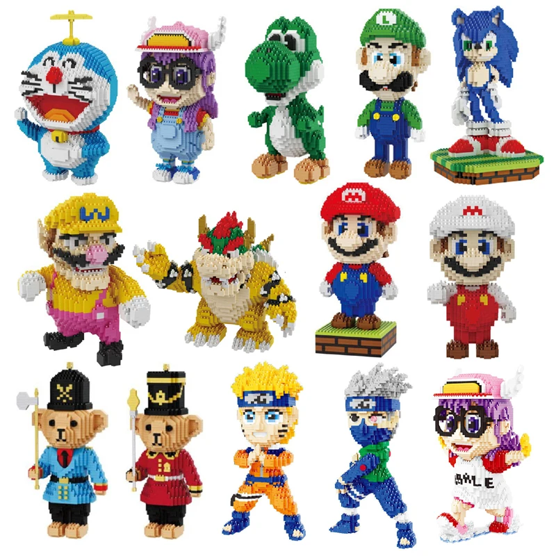 2019 Аниме Наруто Alrale Doraemon Super Mario Sonic Wario Yoshi Luigi животное мини здание DIY алмаз нано