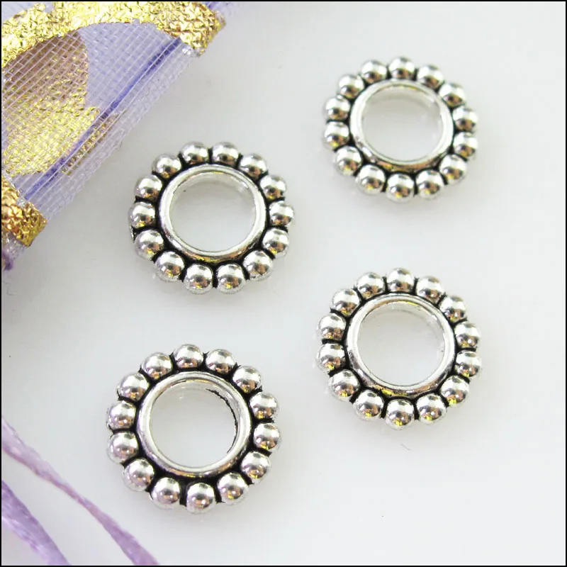 70Pcs Tibetan Silver Color Round Circle Spacer Beads Charms 10mm | Украшения и аксессуары