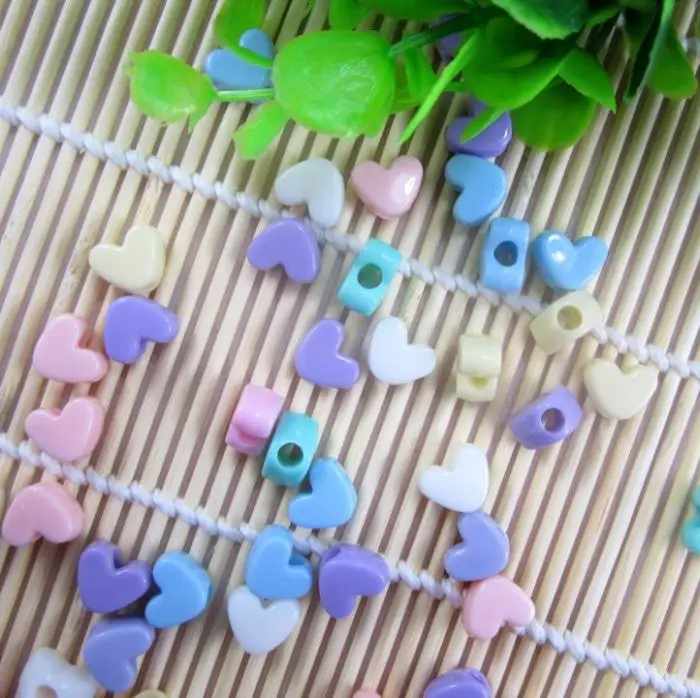 Wholesale Spring Color Mixed Heart Shape Acrylic Loose Beads DIY Fashion Charm Jewelry 50pcs BJ-13 | Украшения и аксессуары