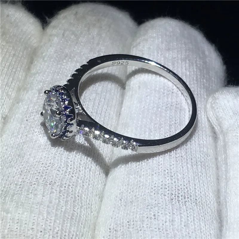 Кольцо из серебра 100% пробы с цирконом 1ct AAAAA|Кольца| |