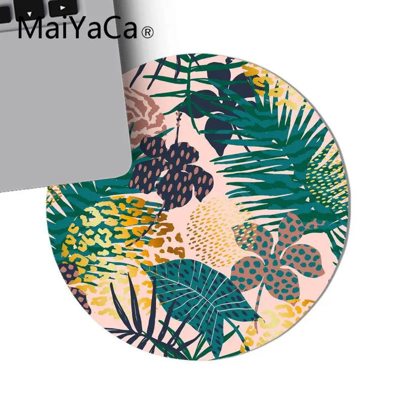 Maiyaca тропические листья мраморный узор офисные мыши геймер мягкий круглый коврик для мыши игровой планшет, коврик для мышки игровой коврик для мыши 22x22 см