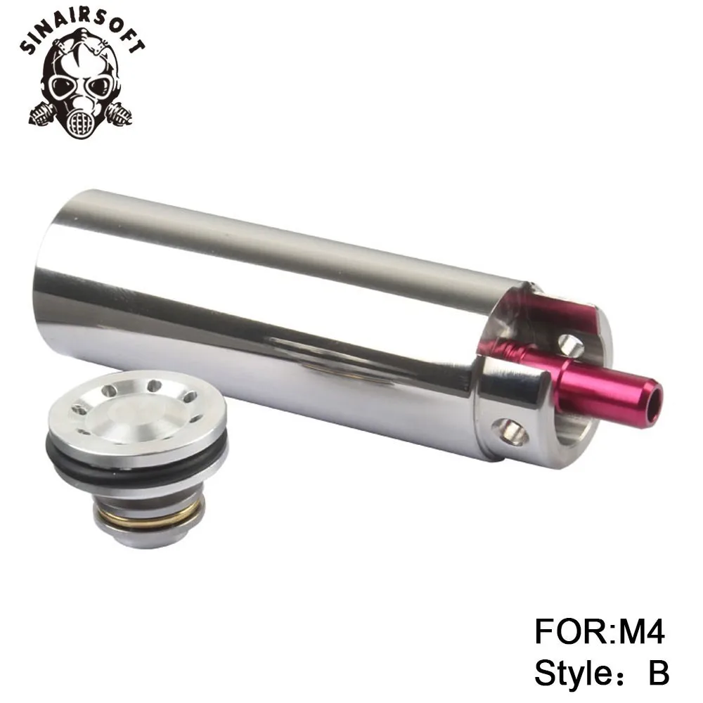 smooth For M4 SHS Tune Up Kit ЧПУ из нержавеющей стали измельченный цельный сплошной цилиндр встроенный поршень головки цилиндра насадка для страйкбола пейнтбола - Цвет: smooth For M4