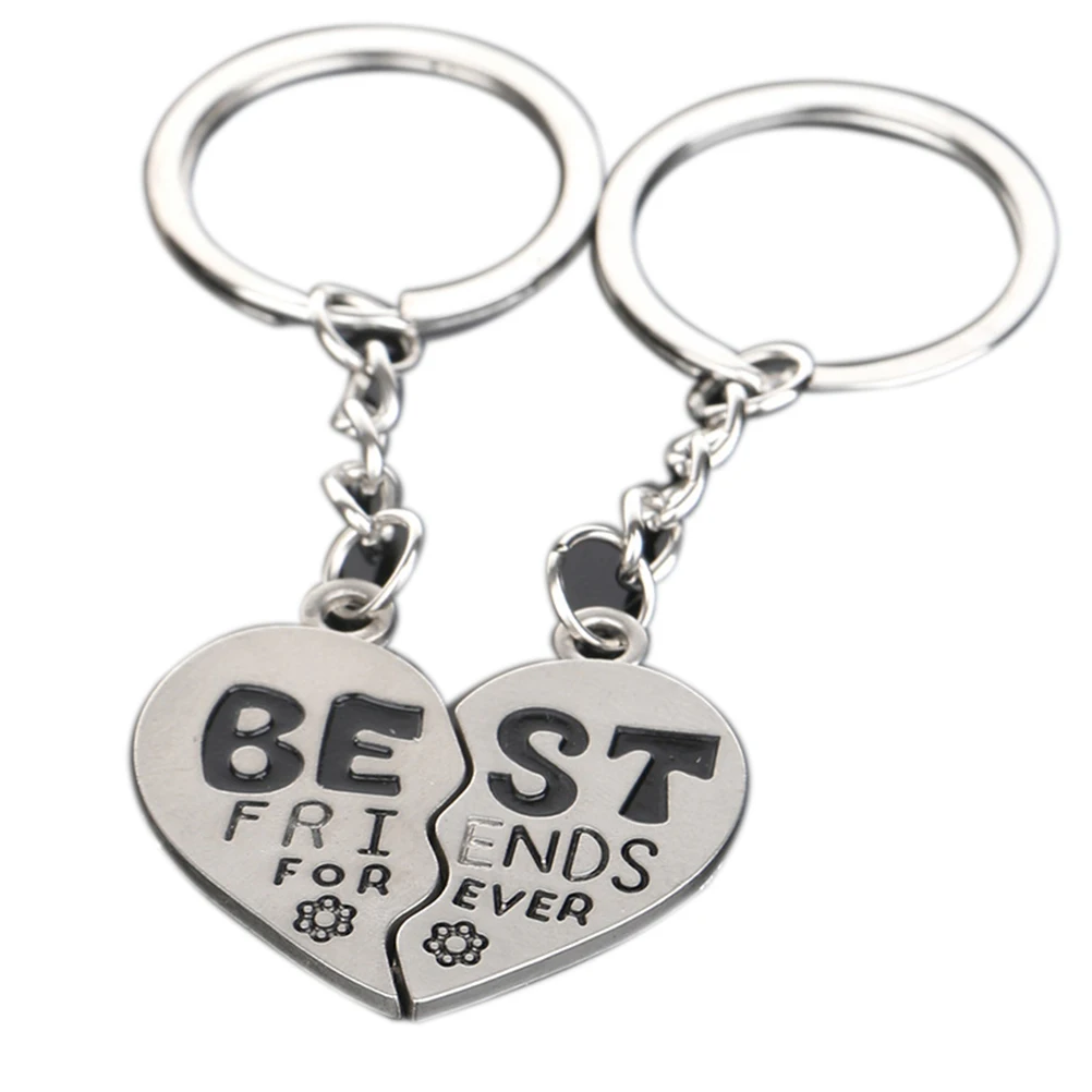 

2Pcs/Pair Creative Charm Best Friend Forever Keychains Fashion Model Friendship Keyrings Zinc Alloy Gifts For Women Wholesale