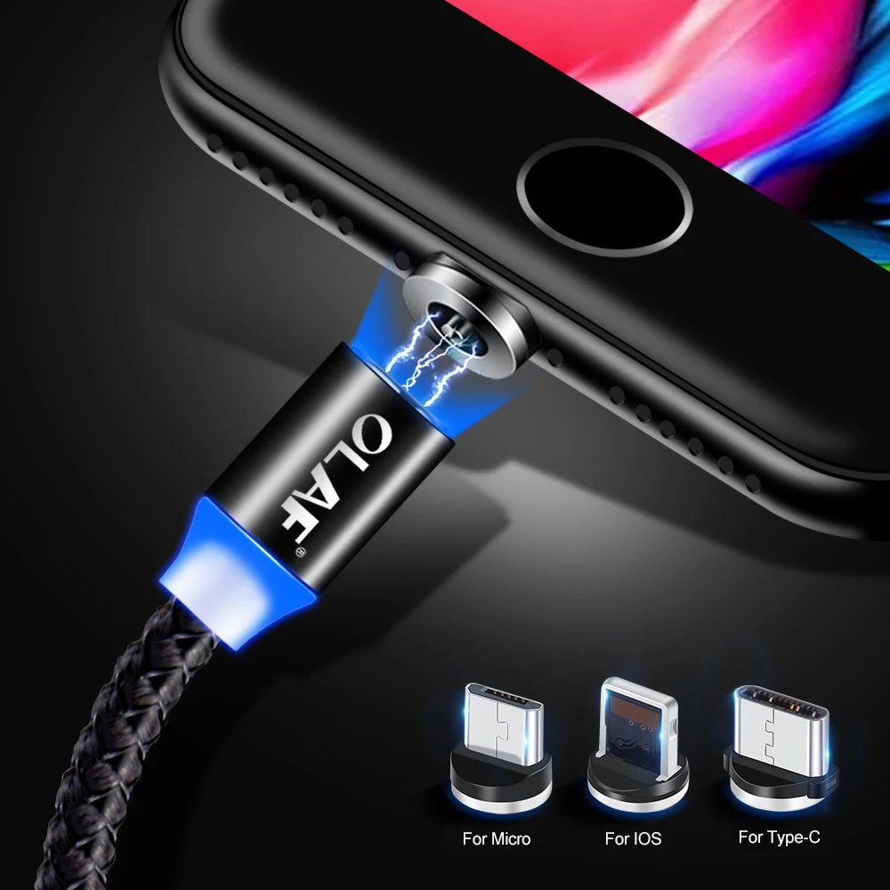 Магнитный usb-кабель Олаф для iphone X XS Max, быстрая зарядка, кабель Micro USB type C, Магнитный зарядный провод для samsung, Xiaomi, huawei
