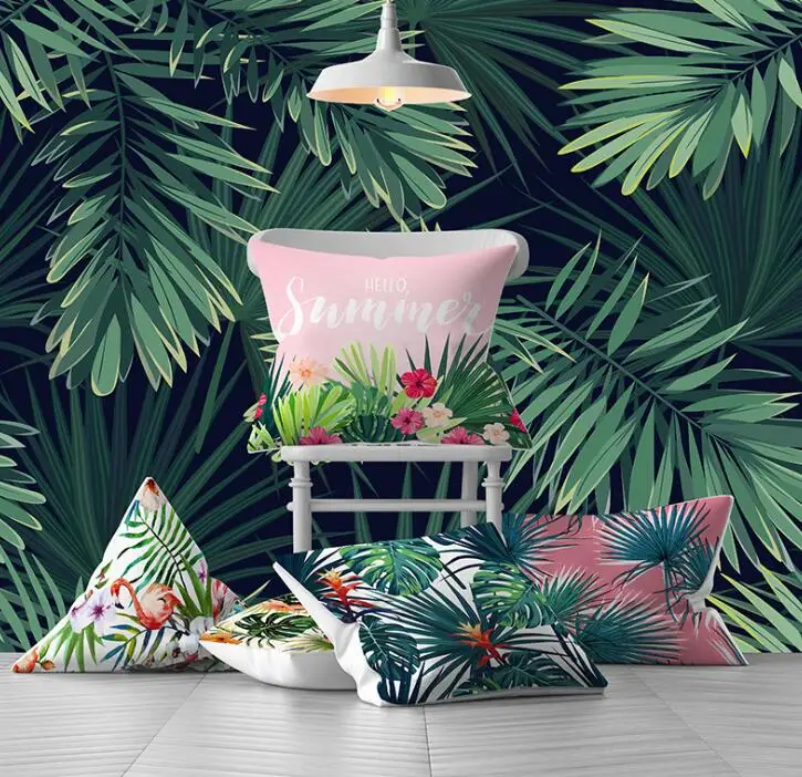 ZENGIA декоративная подушка для дивана чехол лист тропического растения попугай Подушка "Ананас" Чехол 45*45 пледы подушки наволочка для домашнего декора