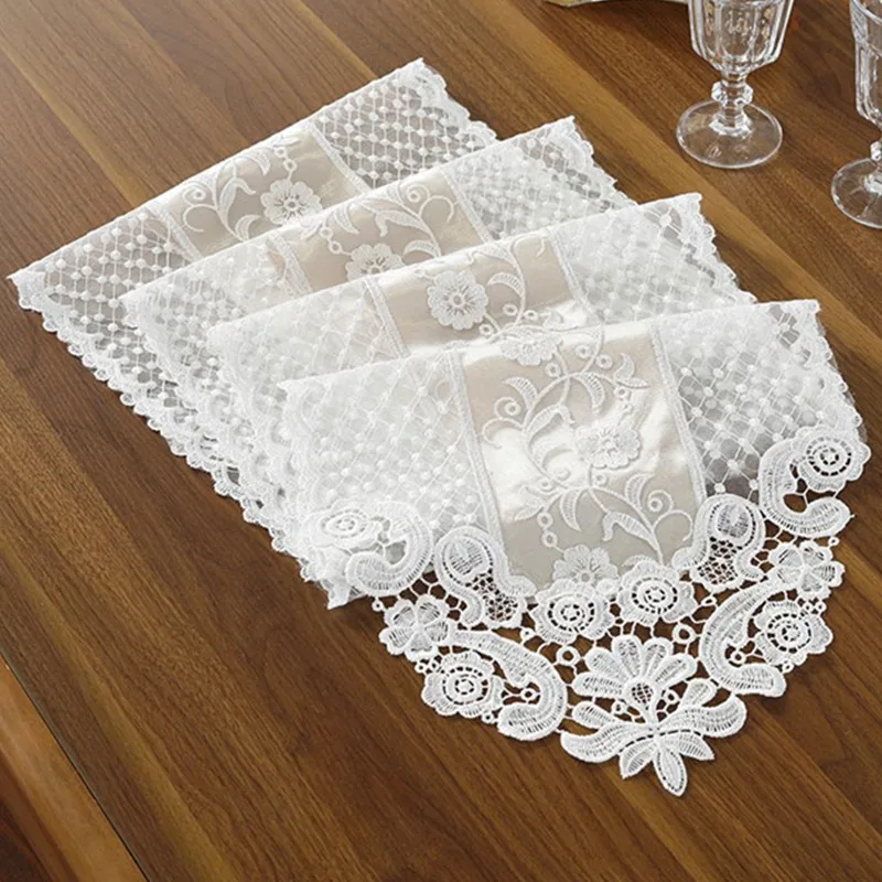 Настольная дорожка с вышивкой белого цвета шампанского элегантное украшение для