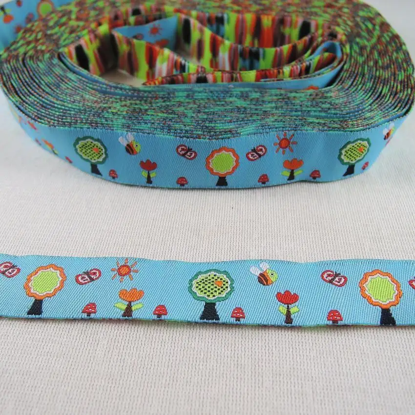10 Colors 2019 Polyester Woven Jacquard Ribbon 5/8 x 5 Yards with Love Anchor Clock Pattern for Dog Collars image 4