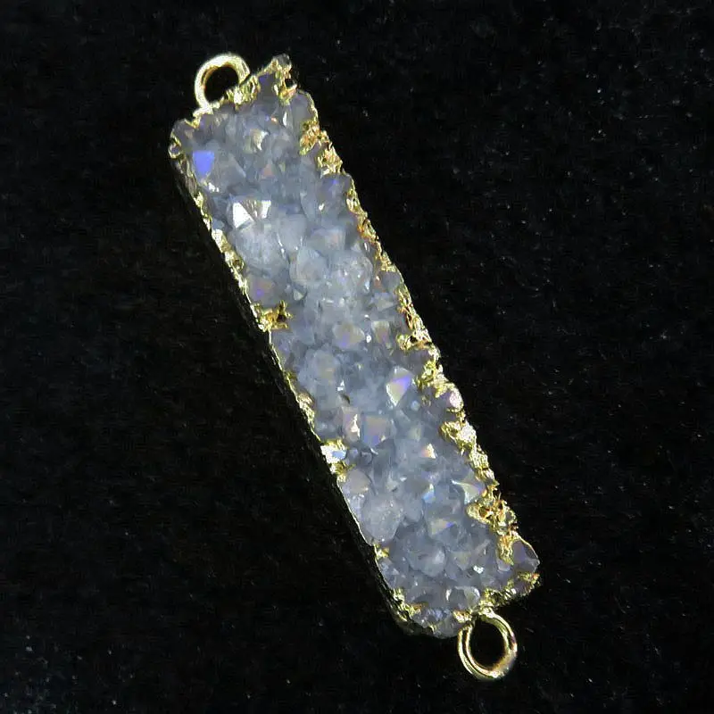 HanKun золото опал AB Цвет Тонкий Retangle натуральный кварц Druzy Drusy разъемы | Украшения и
