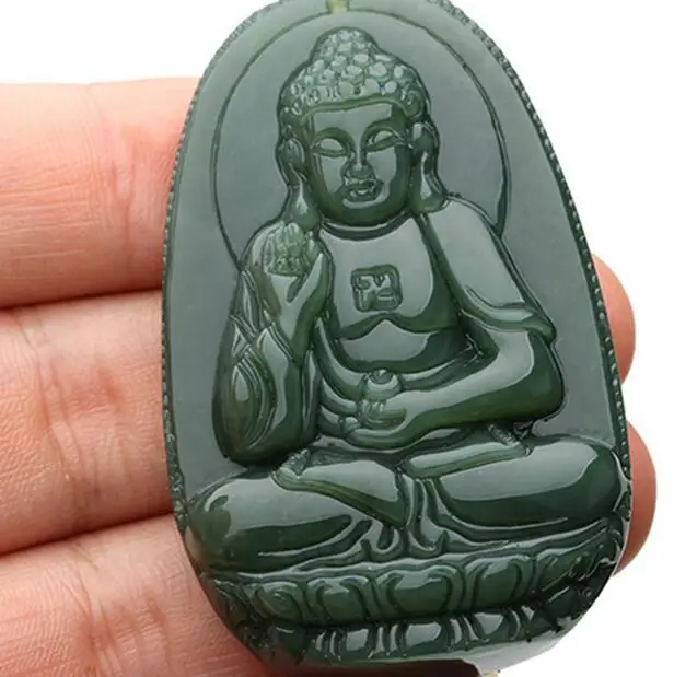 100% натуральный нефрит ручная резьба Sakyamuni Bodhisattva Ожерелье Кулон Будда оптовая