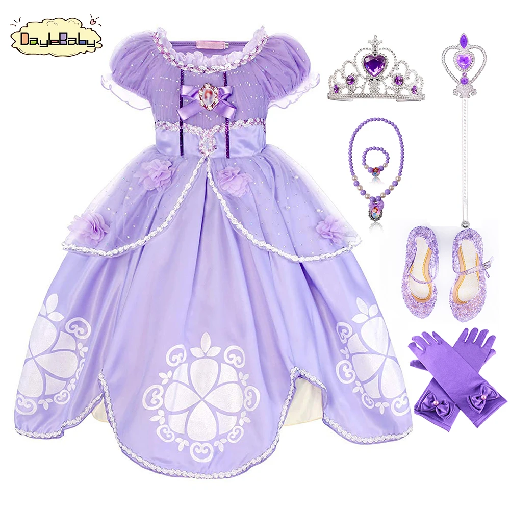 Daylebaby Girl Dress Kid Ruffles Lace Party Custome Sofia Deluxe Costume Fancy Outfit deguisement enfant fille | Детская одежда и