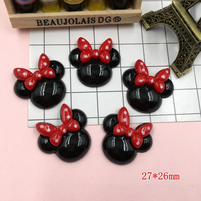 Лидер продаж кавайная мышь кабошон из смолы с плоским основанием для банта волос