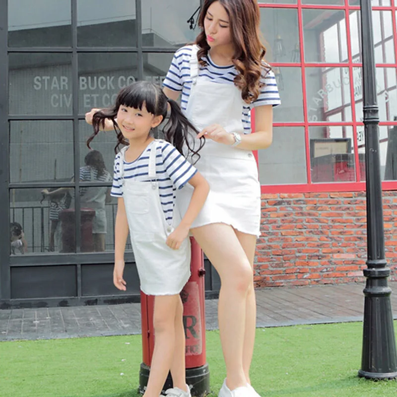 Семейный комплект одежды для мамы и дочки Одинаковые платья Хлопковые рубашки в