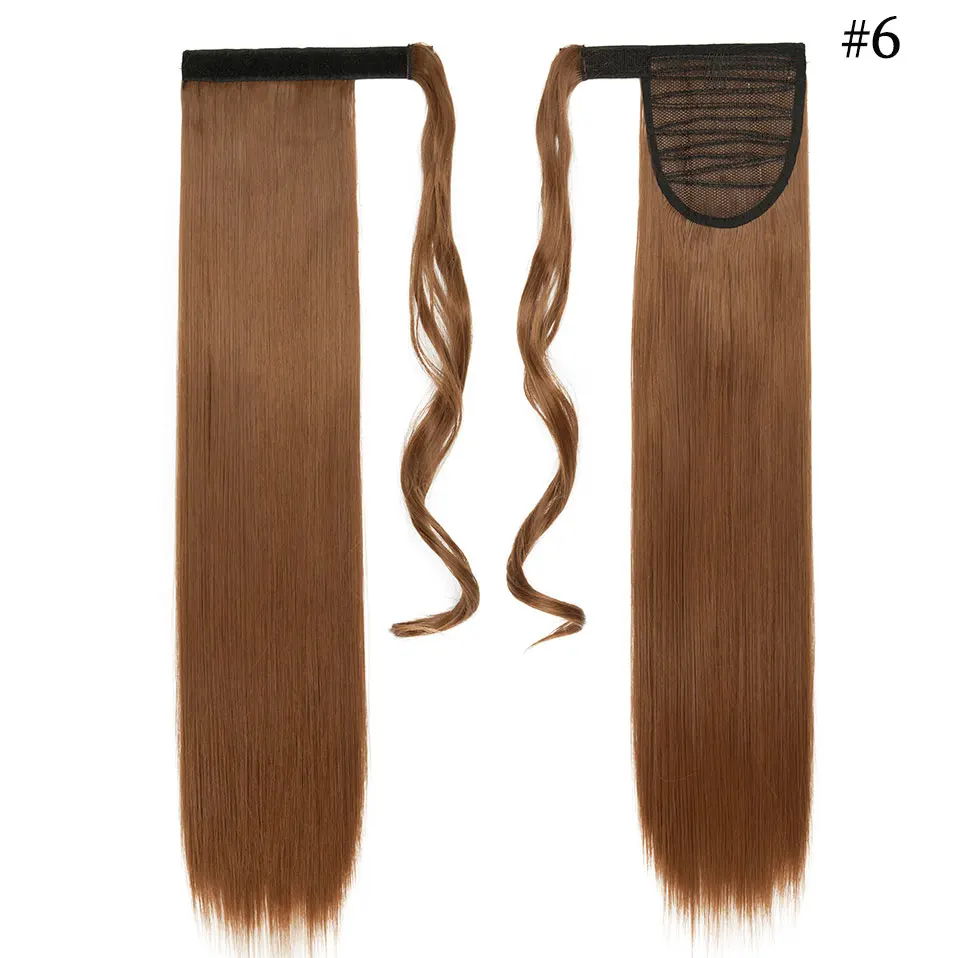 light brown SNOILITE, длинные прямые волосы на заколках, хвост, накладные волосы, конский хвост, шиньон с заколками, синтетические волосы, хвост пони, наращивание волос - Цвет: light brown