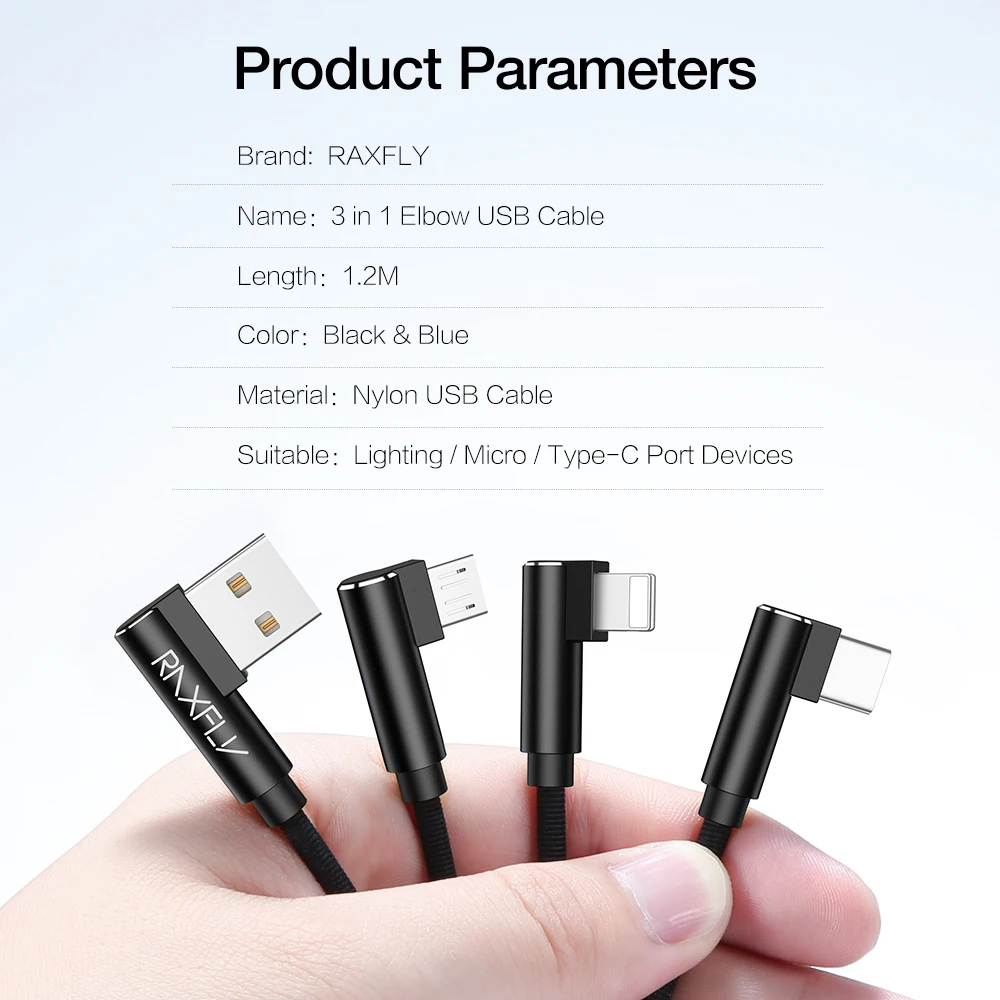 USB-кабель RAXFLY 3 в 1 8-контактный кабель Micro USB Type C для Xiaomi Redmi Note 7 usb-кабель с