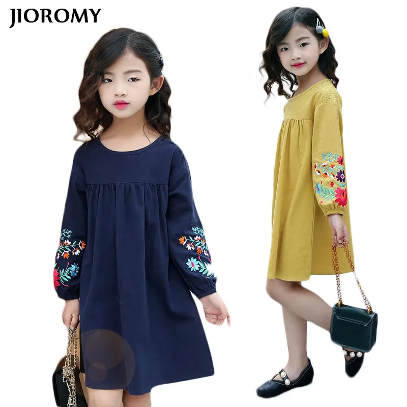 JIOROMY/платье с вышивкой и длинными рукавами для девочек сезон весна-осень Новинка