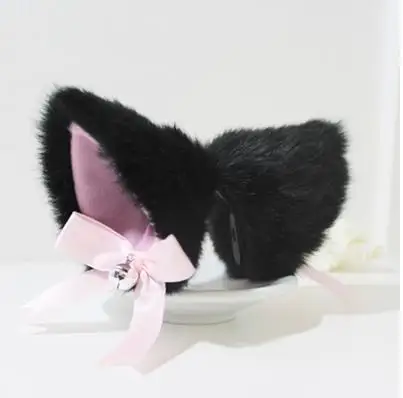 Бесплатная доставка зажим для волос с кошачьими ушками из белого/черного меха