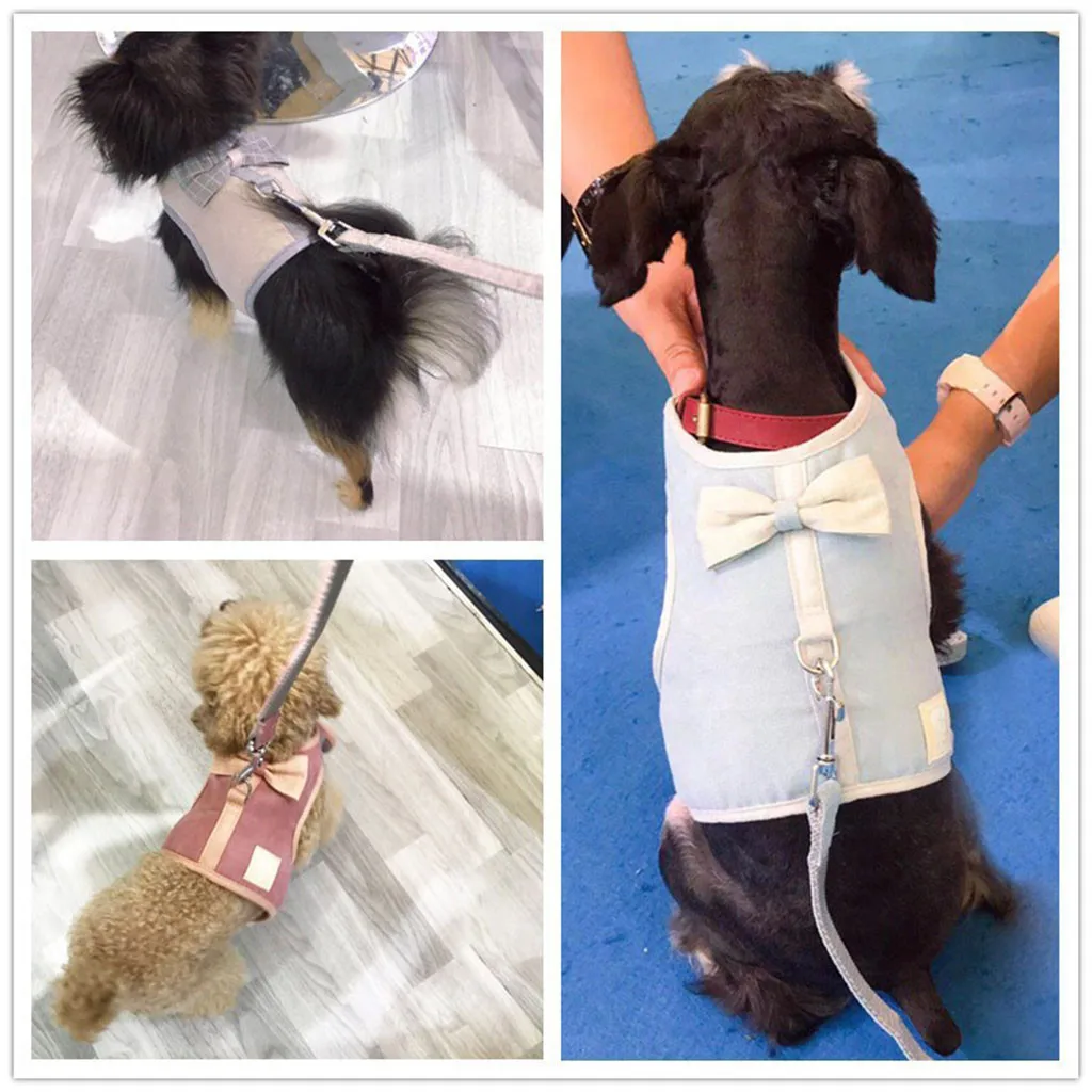 1set Pet Cat Dog Puppy Soft Durable harmless Corduroy Mesh Vest Leash Chest Straps Belt Adjustable accessories | Дом и сад