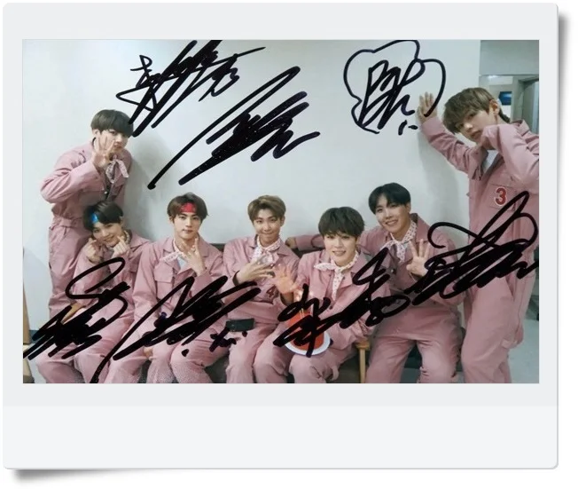 Подписанный Bangtan Boys фотография группы с автографом 4*6 Бесплатная доставка K POP