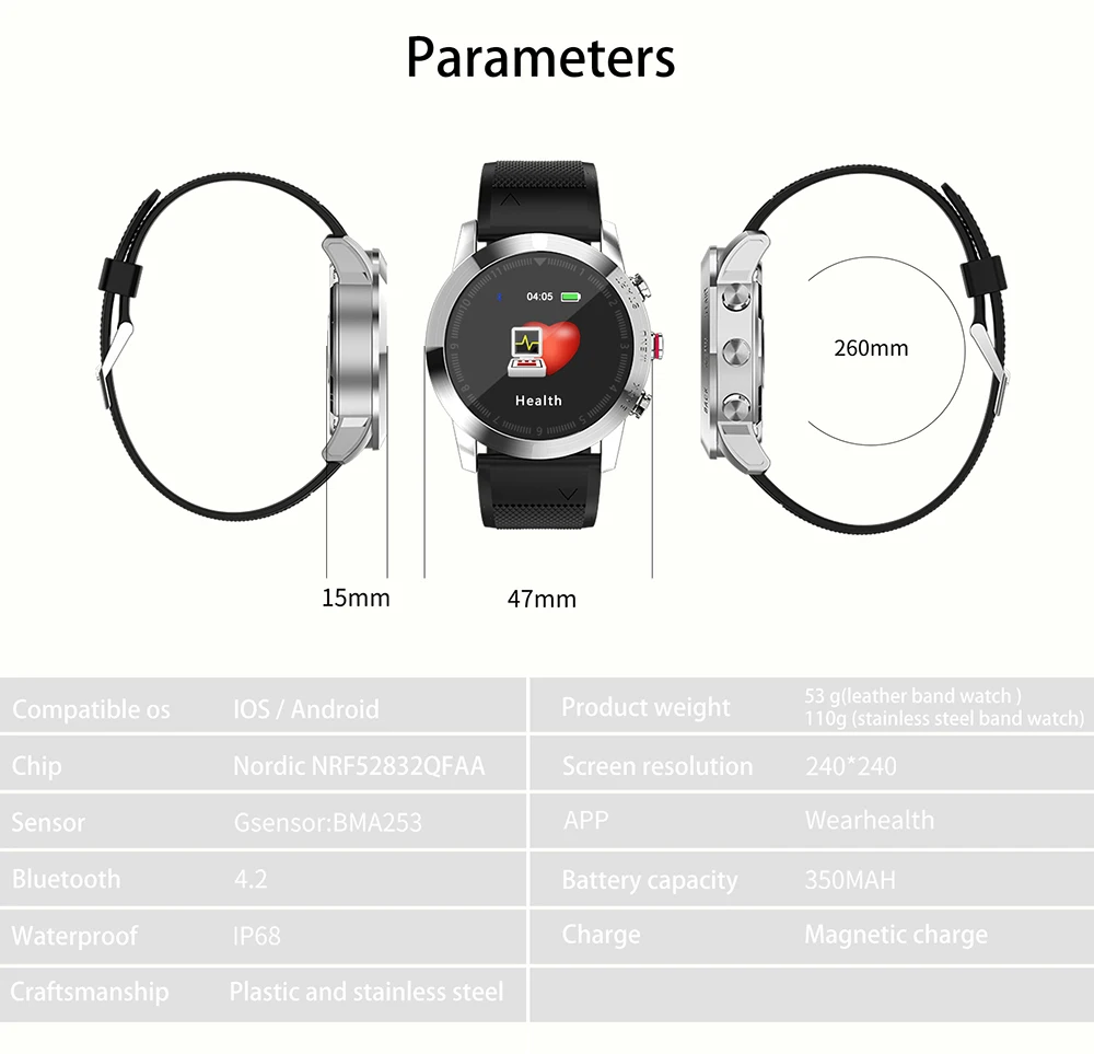 DTNO.1 S10 Смарт-часы 1 3 ''IP68 Водонепроницаемые Bluetooth 4 2 умные часы мониторинг