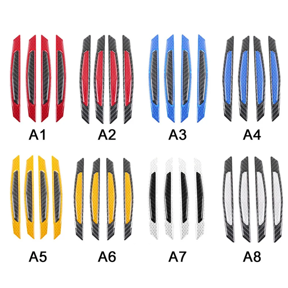 

4pcs Car Door Bumper Sticker Warning Mark Side Anti-scratch Protector Anti-collision Sticker Reflective Strip car-styling