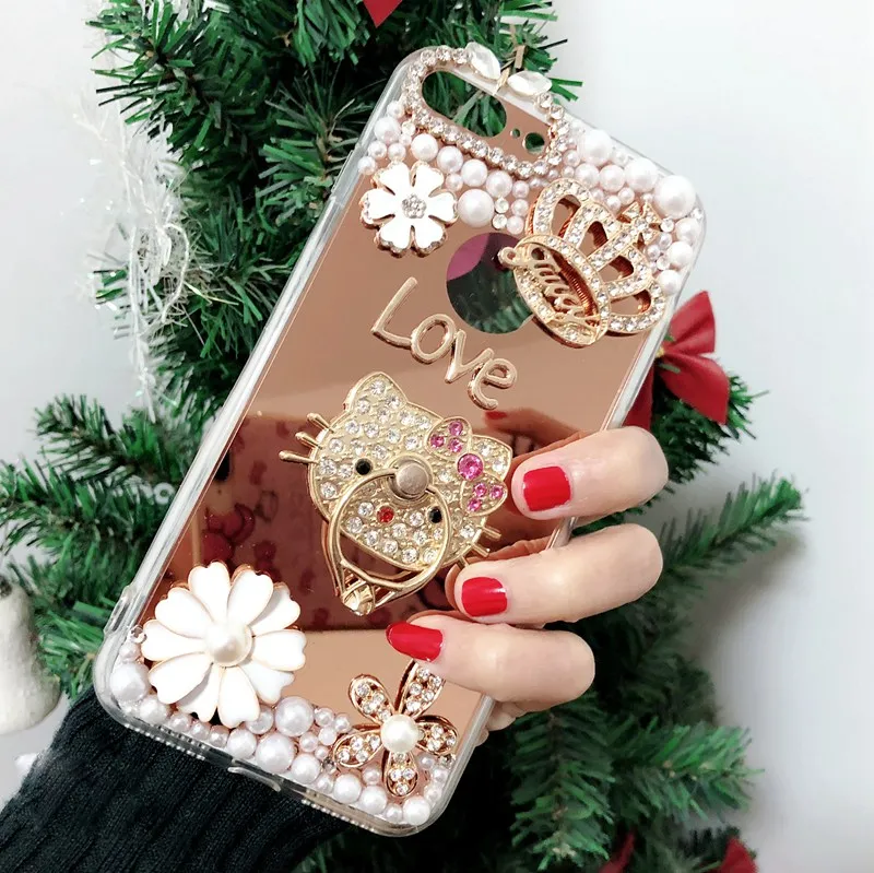 Зеркальный чехол для Samsung Galaxy A70 A50 A60 A40 A6 A8 Plus A7 2018 A750 Note 9 8 J6 J8 S10 S8 S9 M20 жемчужный с