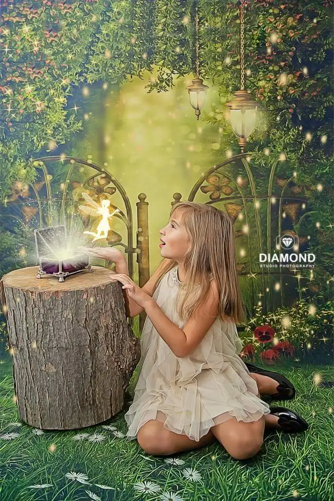 

Фотостудия фотография фоны сказка зеленый гардон фон для портретов фото XT-3865