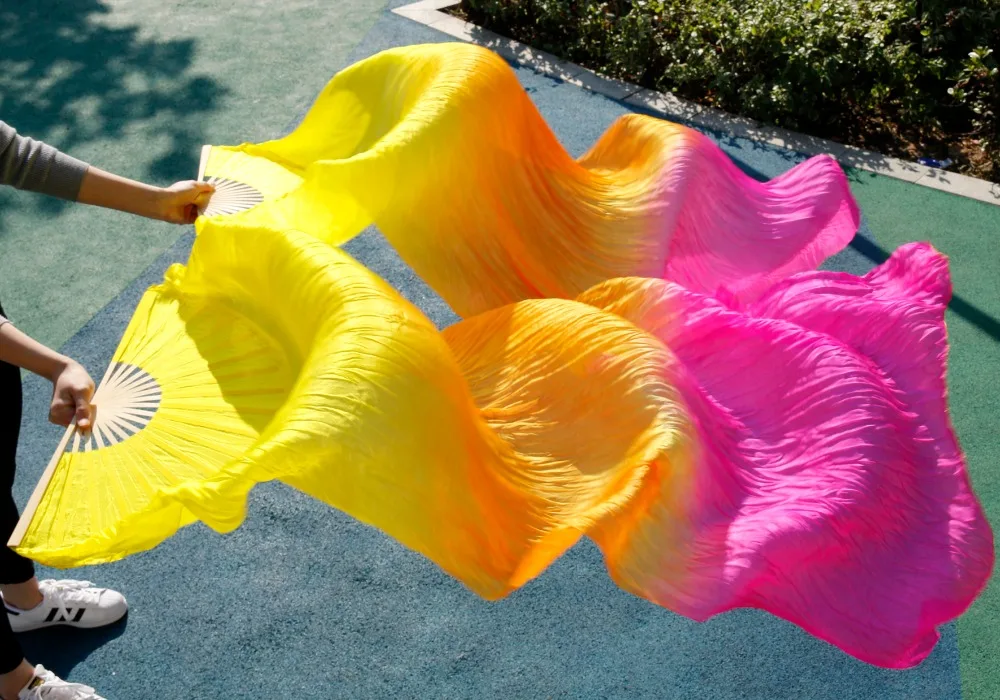 Веер вуаль из натурального шелка для танца живота 2018 см длиной 180 см|fan veil|silk fan