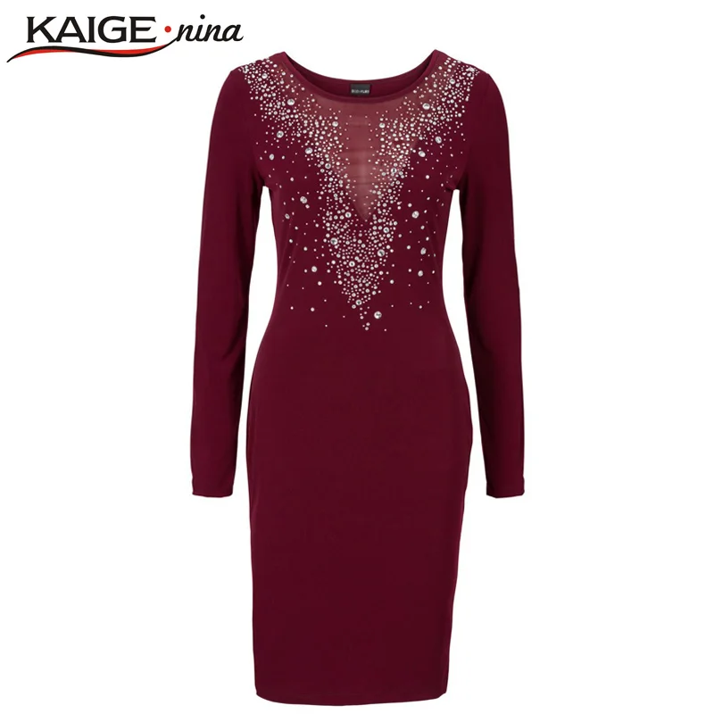 KAIGE НИНА Женщины Осень и Зима Сексуальная Mesh Платье Случайный Длиной До Колен