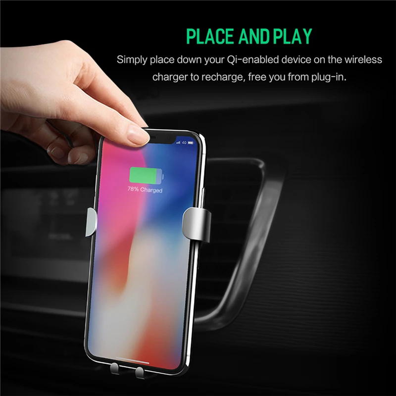ROCK 10 W автомобильное крепление Qi Беспроводное зарядное устройство для iPhone X 8 Plus