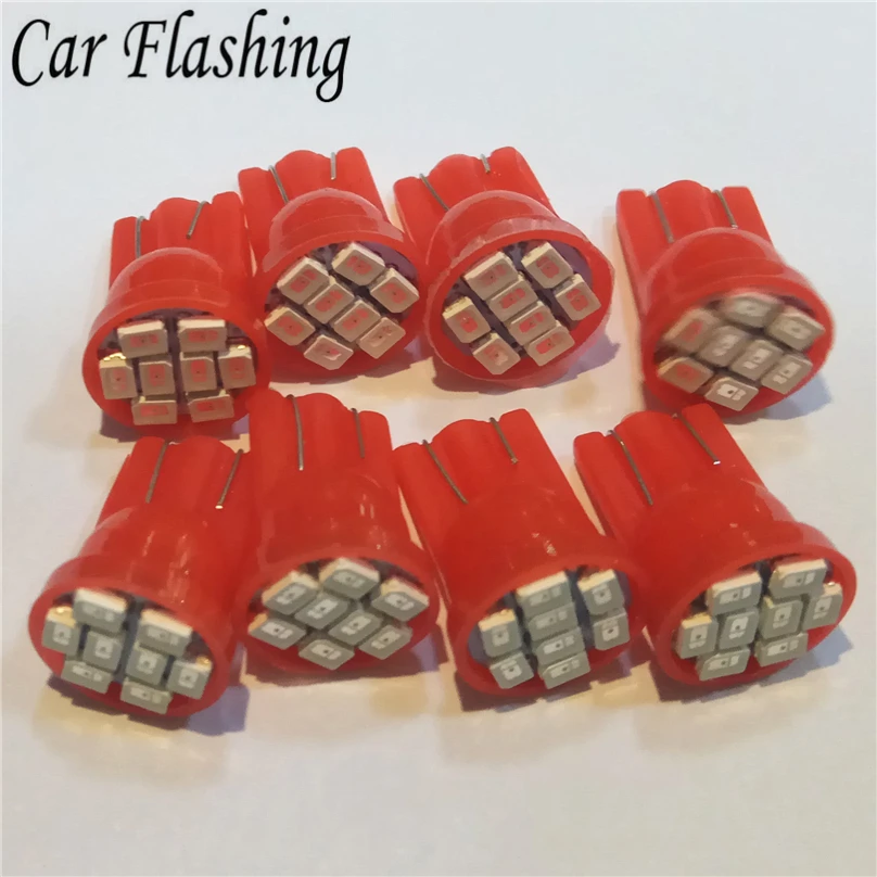 100 шт. автомобильные мигающие светодиодные лампы T10 8 smd 1206 светодиодов 8SMD