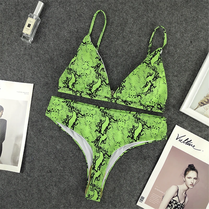 Женский купальник бикини с леопардовым принтом бюстгальтером и высокой