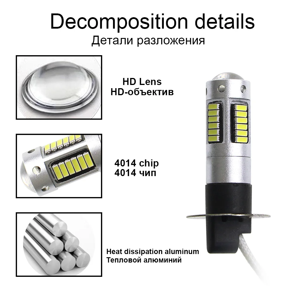 KEIN 2 шт. H3 светодиодный противотуманный фонарь для автомобиля 4014 30SMD