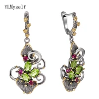 latest design beautiful dangle earrings olivine zirconia stones flower jewellery fashion jewelry womens drop earring