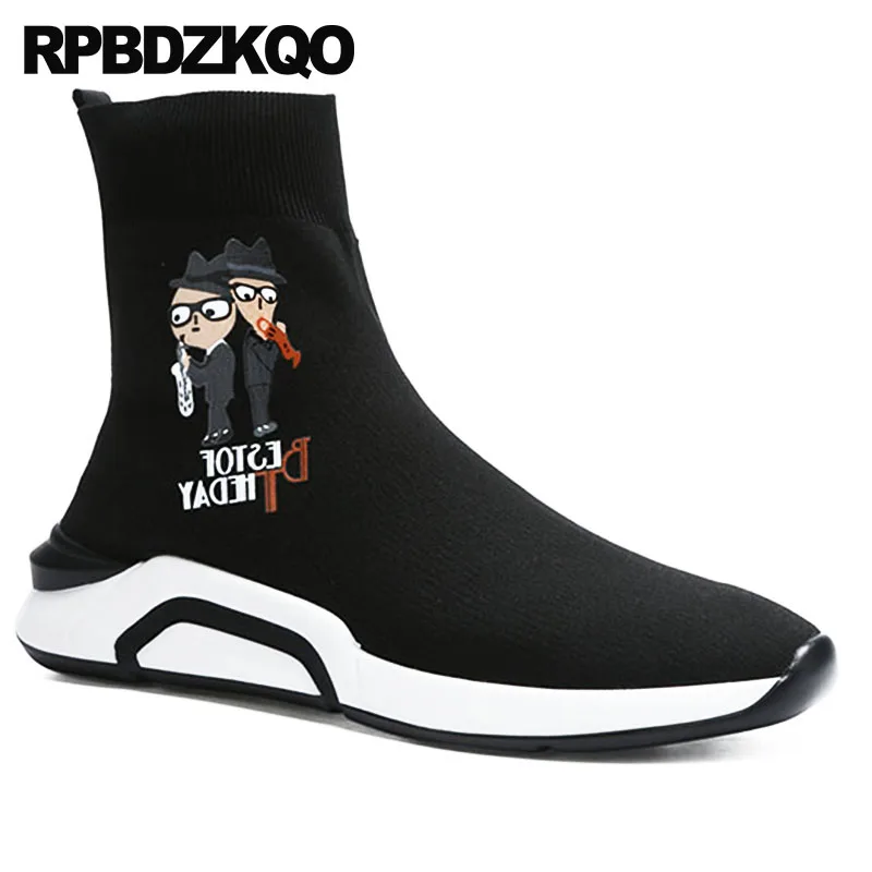 Для мужчин пинетки сапоги ботильоны на плоской подошве 2018 High Top Trainer