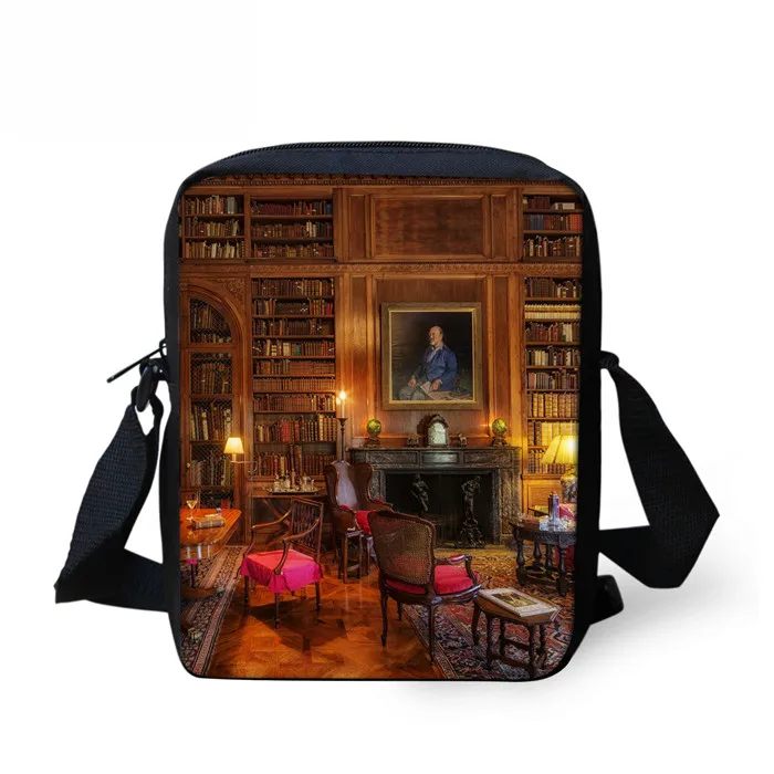 FORUDESIGNS сумка через плечо Happy Satchels, сумка через плечо для женщин и мужчин, Ретро стиль, с принтом библиотеки, для девочек и мальчиков, сумка-мессенджер для отдыха - Цвет: SS0136E