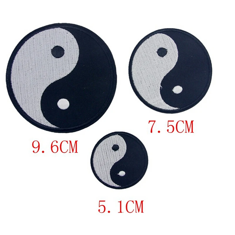 3 Size Feng Shui Yin Yang patch iron on or sew for clothes embroidered appliques DIY accessory | Дом и сад