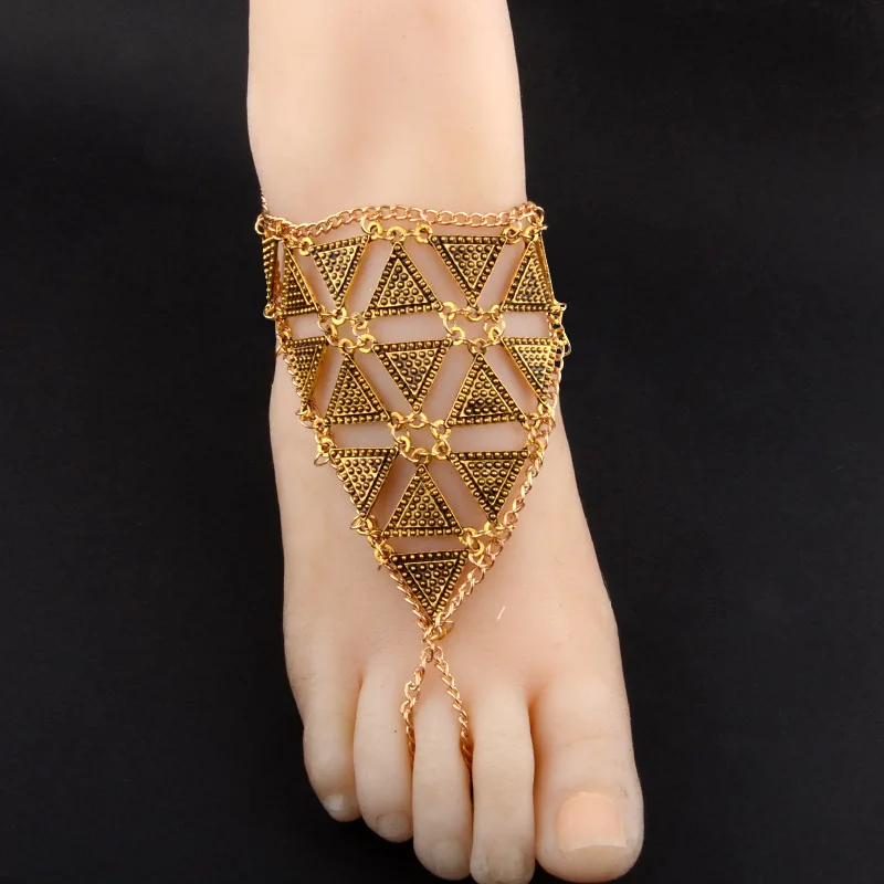 Браслет на ногу треугольной формы в стиле oho Новый винтажный браслет панк