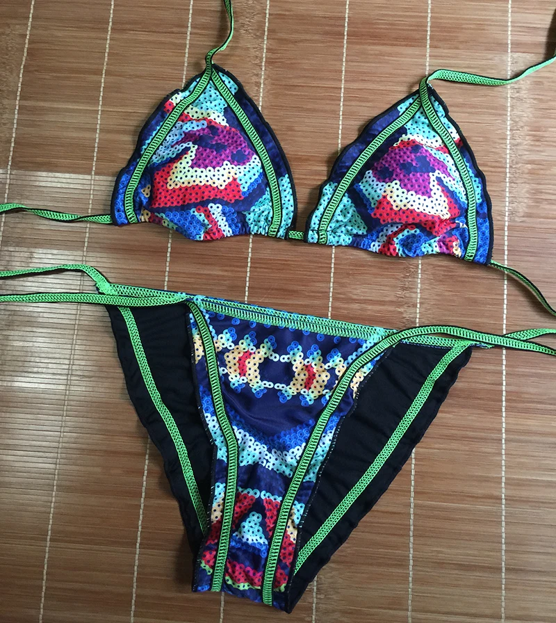 Бикини с принтом сексуальный купальник бикини для женщин лямкой на шее