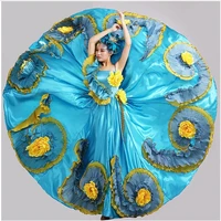 big swing blue handmade flower female costume banquet group dancce modern dance stage performance clothes