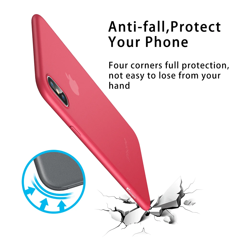 TIEGEM Phone Case for iPhone X XS XR Ultra-Thin Super Soft Plain Matte TPU Silicone Anti-slip Back Cover Max | Мобильные телефоны и