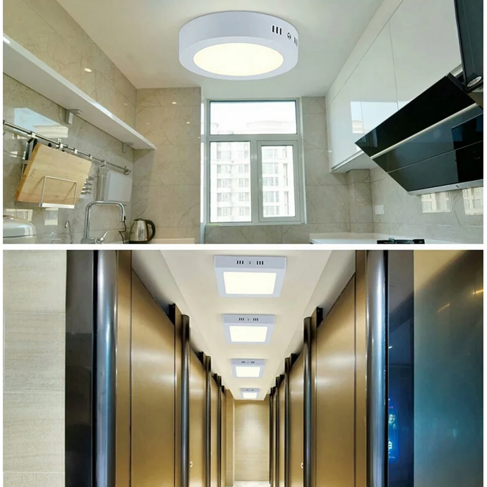 Lámpara de Panel Led de 6/12/18/24W, luz de techo de AC85-265V, 2835 LED, foco montado en superficie para pasillo, pasillo, Hotel, Baño