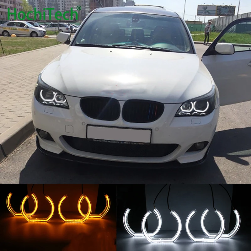 Для BMW 5 серий E60 E61 LCI M5 2007 2010 белый и янтарный двухцветный DTM стиль светодиодный