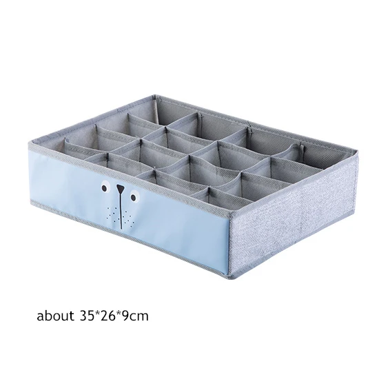 Blue 16cells 2 слоя коробка для хранения полка гардероба складная Одежда разное игрушки Organizador милый Принт водонепроницаемые коробки для хранения, органайзеры - Цвет: Blue 16cells